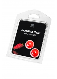 Набор из 2 шариков с массажным маслом Brazilian Balls с ароматом клубники - Secret Play - купить с доставкой в Камышине