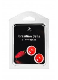 Набор из 2 шариков с массажным маслом Brazilian Balls с ароматом клубники - Secret Play - купить с доставкой в Камышине