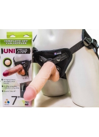 Страпон-унисекс с двумя насадками UNI strap 7  Harness - 19 и 16 см. - LOVETOY (А-Полимер) - купить с доставкой в Камышине