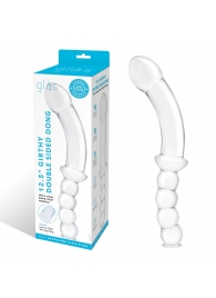 Стеклянный двусторонний фаллоимитатор 12,5’’ Girthy Double Sided Dong With Anal Bead Grip Handle - 32 см. - Glas