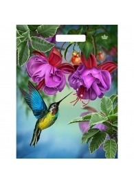 Пакет с принтом в виде колибри в цветах с вырубной ручкой (31х40 см) - Сима-Ленд - купить с доставкой в Камышине