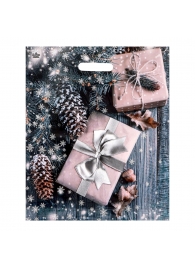 Новогодний пакет с принтом в виде подарков и вырубной ручкой (45х38 см) - Сима-Ленд - купить с доставкой в Камышине