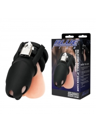 Черная клетка для пениса Silicone Small 2 in Cock Cage With Ball Divider - BlueLine - купить с доставкой в Камышине