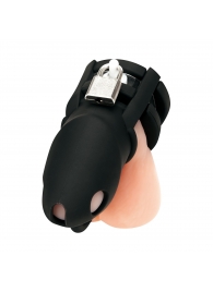 Черная клетка для пениса Silicone Small 2 in Cock Cage With Ball Divider - BlueLine - купить с доставкой в Камышине