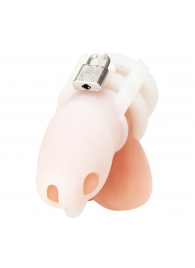 Белая клетка для пениса Silicone Small 2 in Cock Cage With Ball Divider - BlueLine - купить с доставкой в Камышине
