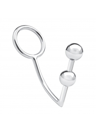 Кольцо на пенис с анальным стимулятором Two Bead Stainless Steel Anal Hook   Cock Ring - BlueLine - в Камышине купить с доставкой