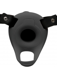 Черный полый страпон с вибрацией 2’’ Erection 28X Smooth Vibrating Silicone Penis Sheath - XR Brands - купить с доставкой в Камышине