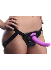 Лиловый поясной страпон Navigator Silicone G-Spot Dildo with Harness - 17,8 см. - XR Brands - купить с доставкой в Камышине