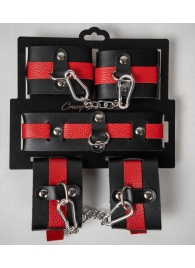 Черно-красный набор фиксаций: наручники, оковы и ошейник - Crazy Handmade - купить с доставкой в Камышине