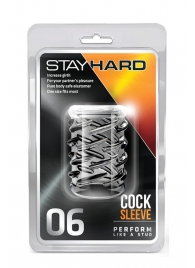 Прозрачная насадка с объёмными чёрточками STAY HARD COCK SLEEVE 06 CLEAR - Blush Novelties - в Камышине купить с доставкой