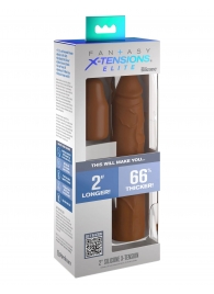 Коричневая насадка на член 2  Silicone X-tension - 20,3 см. - Pipedream - в Камышине купить с доставкой