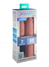 Телесная вибронасадка на член 3  Vibrating Mega X-tension with Remote - 22,9 см. - Pipedream - в Камышине купить с доставкой