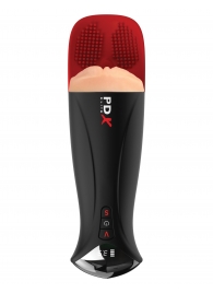 Телесный мастурбатор-вагина в черной колбе с вибрацией Fuck-O-Matic Pro XL - Pipedream - в Камышине купить с доставкой
