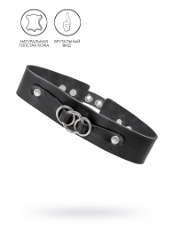 Черный чокер-ошейник со связанными кольцами на подложке - Pecado - купить с доставкой в Камышине