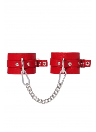 Красные мягкие кожаные оковы с люверсами - Pecado - купить с доставкой в Камышине