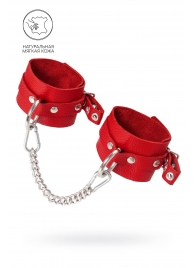 Красные мягкие кожаные оковы с люверсами - Pecado - купить с доставкой в Камышине