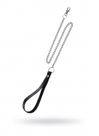 Поводок с ручкой из черной натуральной кожи и карабином для ошейника - Pecado - купить с доставкой в Камышине