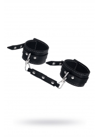 Черные двухслойные кожаные оковы с белой строчкой - Pecado - купить с доставкой в Камышине