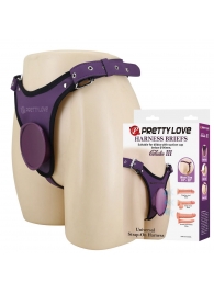 Фиолетовые трусики харнесс с платформой Caludio III - Baile - купить с доставкой в Камышине