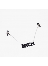 Зажимы на соски с кожаной подвеской Bitch - Crazy Handmade - купить с доставкой в Камышине