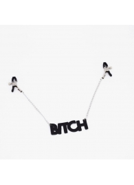 Зажимы на соски с кожаной подвеской Bitch - Crazy Handmade - купить с доставкой в Камышине