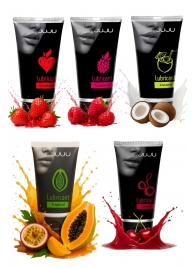Набор из 5 съедобных лубрикантов JUJU (клубника, малина, тропические фрукты, вишня, кокос) - JuJu - купить с доставкой в Камышине