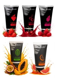 Набор из 5 съедобных лубрикантов JUJU (клубника, малина, тропические фрукты, вишня, грейпфрут) - JuJu - купить с доставкой в Камышине