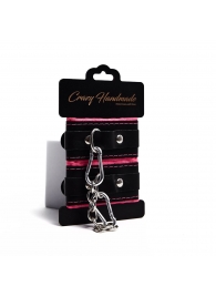 Черно-розовые скругленные наручники с мягкой подкладкой - Crazy Handmade - купить с доставкой в Камышине