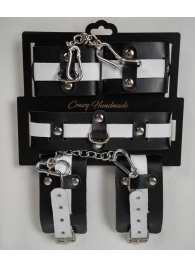 Набор фиксаторов из черной и белой натуральной кожи - Crazy Handmade - купить с доставкой в Камышине