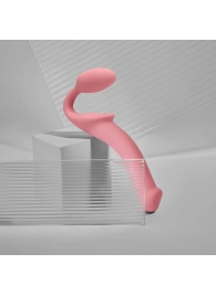 Розовый безремневой страпон Strap-on-me Semi-Realistic Bendable Strap-On size M - Strap-on-me - купить с доставкой в Камышине