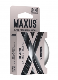 Черные утолщенные презервативы MAXUS Extra Strong с железным кейсом - 3 шт. - Maxus - купить с доставкой в Камышине