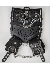 Черный ажурный кожаный набор фиксаций - Crazy Handmade - купить с доставкой в Камышине