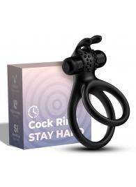 Черное эрекционное виброкольцо с подхватом мошонки Stay Hard - Boys of Toys - в Камышине купить с доставкой