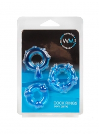 Набор из 3 синих эрекционных колец с различным рельефом - Erowoman-Eroman - в Камышине купить с доставкой
