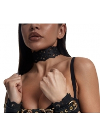 Черный ажурный чокер с золотистой фурнитурой - Crazy Handmade - купить с доставкой в Камышине