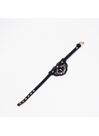 Черный чокер с клепками и золотистой фурнитурой - Crazy Handmade - купить с доставкой в Камышине