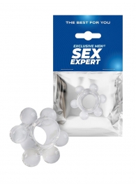 Прозрачное эрекционное кольцо с 6 стимулирующими шариками - Sex Expert - в Камышине купить с доставкой