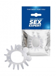 Эластичное эрекционное кольцо с шариками и лучами - Sex Expert - в Камышине купить с доставкой