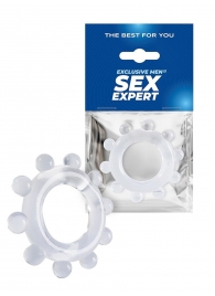 Прозрачное эрекционное кольцо со стимулирующими шариками - Sex Expert - в Камышине купить с доставкой