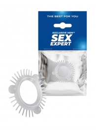 Эластичное эрекционное кольцо с 3 шариками и шипами - Sex Expert - в Камышине купить с доставкой