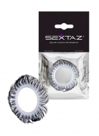 Эластичное эрекционное колечко с черными «ресничками» - Sextaz - в Камышине купить с доставкой