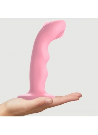 Розовая насадка-стимулятор Strap-On-Me Tapping Dildo Wave - Strap-on-me - купить с доставкой в Камышине