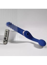 Синий безремневой страпон Multi Orgasm Bendable Strap-On size XL с клиторальной стимуляцией - Strap-on-me - купить с доставкой в Камышине