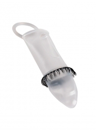 Закрытая насадка на пенис с подхватом мошонки и стимулирующими «ресничками» - Sextaz - в Камышине купить с доставкой