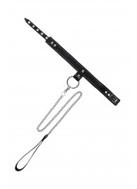 Черный узкий однослойный ошейник с серебристым поводком-цепочкой - Pecado - купить с доставкой в Камышине