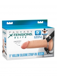 Телесный пустотелый фаллопротез 5’’ Hollow Silicone Strap-On - 14 см. - Pipedream - купить с доставкой в Камышине