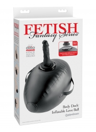 Черный надувной мяч с платформой для фиксации дилдо Body Dock Inflatable Love Ball - Pipedream - купить с доставкой в Камышине