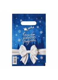 Сине-белый подарочный новогодний пакет с вырубной ручкой (20х30 см) - Сима-Ленд - купить с доставкой в Камышине