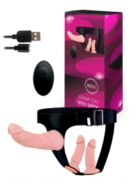 Женский страпон с 3 насадками и вибрацией - Erowoman-Eroman - купить с доставкой в Камышине