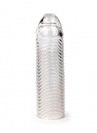 Прозрачная закрытая насадка на пенис с ребрышками - 16 см. - Sex Expert - в Камышине купить с доставкой